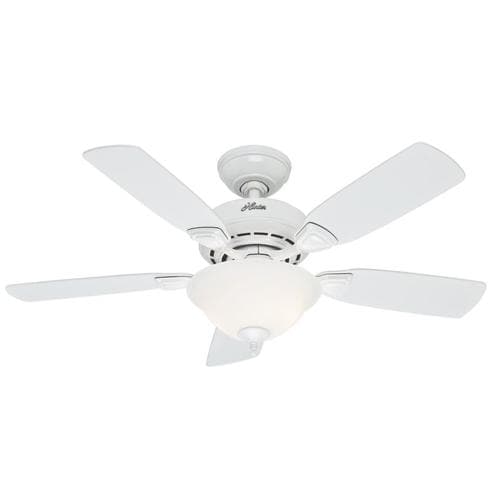 Caraway 44 In Satin White Indoor Ceiling Fan With Light Kit 5 Blade