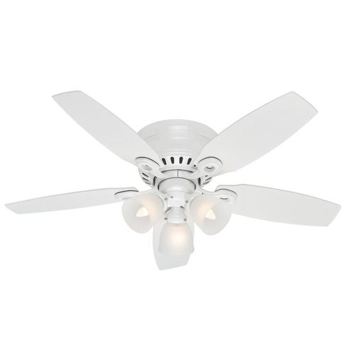 Hatherton 46 In Satin White Indoor Flush Mount Ceiling Fan With Light Kit 5 Blade