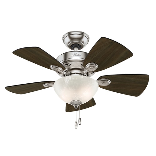 Hunter Watson Led 34 In Brushed Nickel Led Indoor Ceiling Fan With Light Kit 5 Blade At Lowes Com