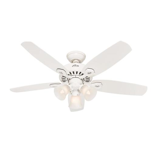 Builder Small Room Led 42 In Satin White Led Indoor Ceiling Fan With Light Kit 5 Blade