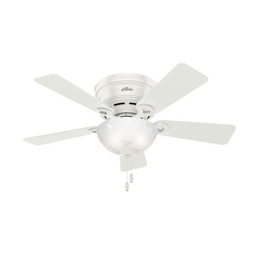 Haskell Led 42 In Satin White Led Indoor Flush Mount Ceiling Fan With Light Kit 5 Blade