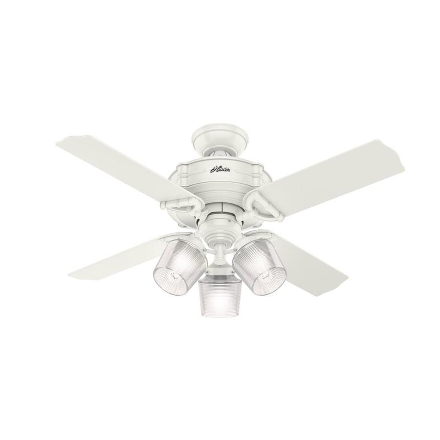 Hunter Brunswick 44 In Fresh White Indoor Ceiling Fan With Hunter Brunswick 44 In Fresh White Indoor Ceiling Fan With Light Kit And Remote