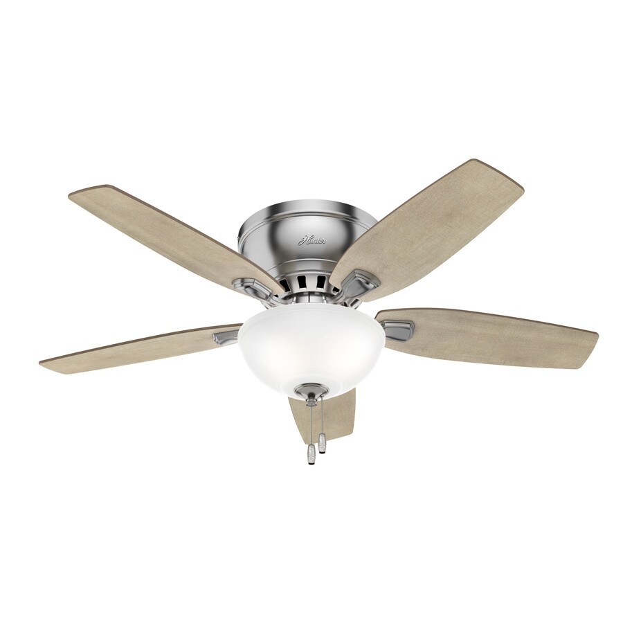 Hunter Small Room Led 46 In Brushed Nickel Led Indoor Flush Mount Ceiling Fan With Light Kit 5 Blade In The Ceiling Fans Department At Lowescom