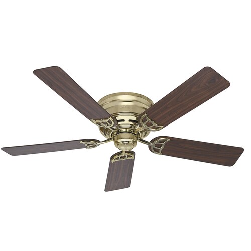 Hunter Low Profile III 52in Bright brass Indoor Flush Mount Ceiling