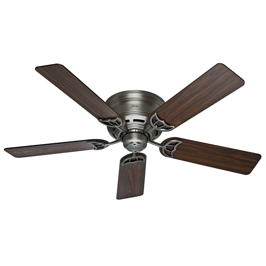 Hunter Low Profile III 52-in Antique Pewter Indoor Flush Mount Ceiling Fan (5-Blade) in the 