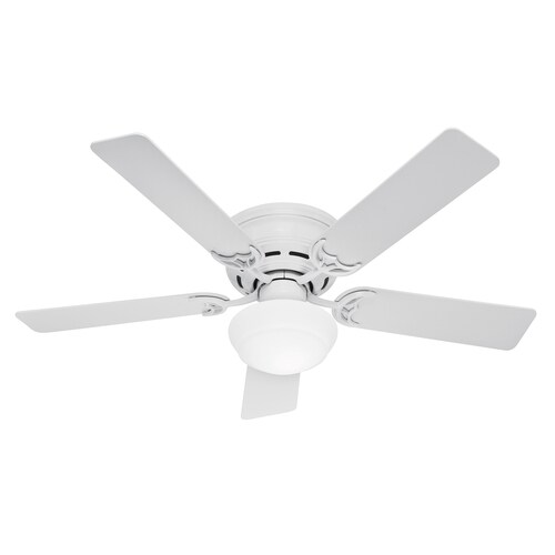 Hunter Low Profile Iii Plus White 52 In Led Indoor Flush Mount Ceiling Fan With Light Kit 5 Blade In The Ceiling Fans Department At Lowes Com