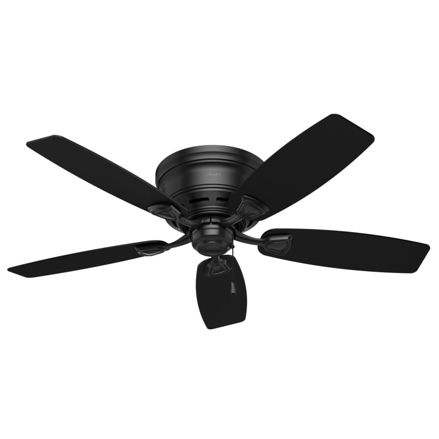Sea Wind 48 In Matte Black Indoor Outdoor Flush Mount Ceiling Fan 5 Blade