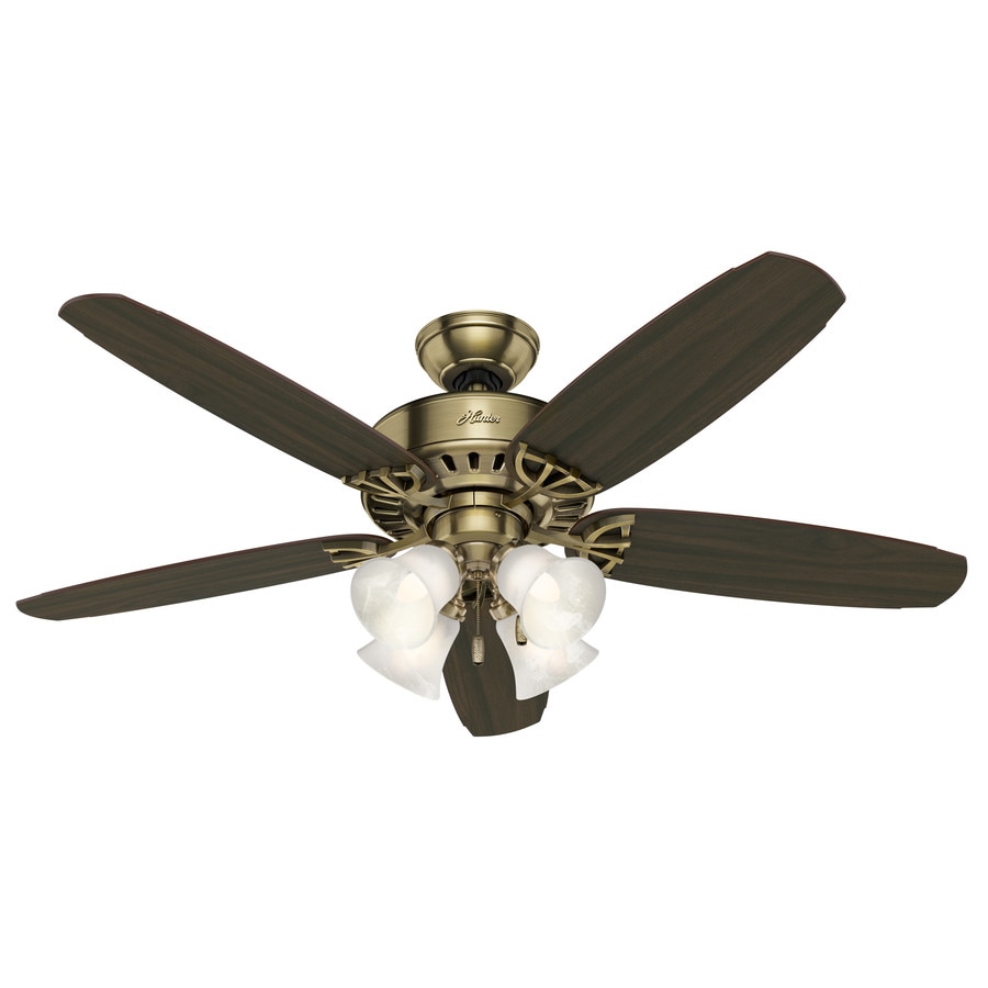 Large Room 52 In Antique Brass Indoor Ceiling Fan With Light Kit 5 Blade