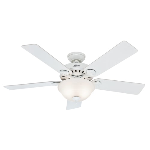 Hunter Pro S Best 5 Minute Fan Led 52 In Satin White Led Indoor Ceiling Fan With Light Kit 5 Blade At Lowes Com