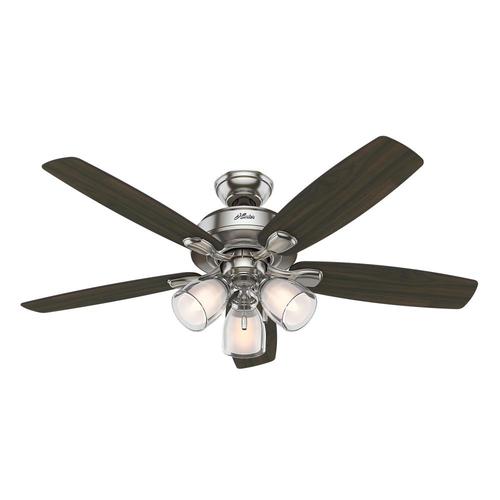 Hunter Meridale 52 In Brushed Nickel Indoor Ceiling Fan With Light Kit 5 Blade At Lowes Com