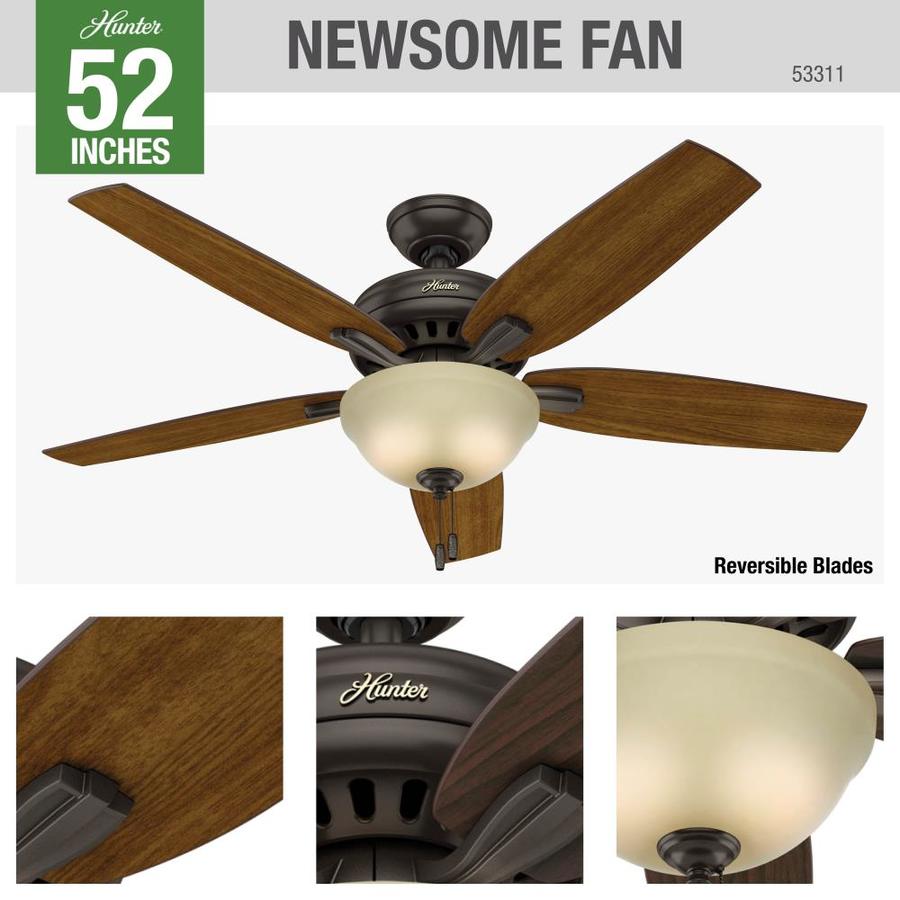 Hunter Newsome Premier Bronze 52 In Indoor Ceiling Fan With Light Kit 5 Blade In The Ceiling Fans Department At Lowes Com