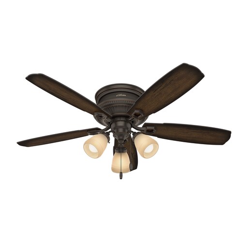 Ambrose 52 In Oil Rubbed Bronze Led Indoor Flush Mount Ceiling Fan With Light Kit 5 Blade