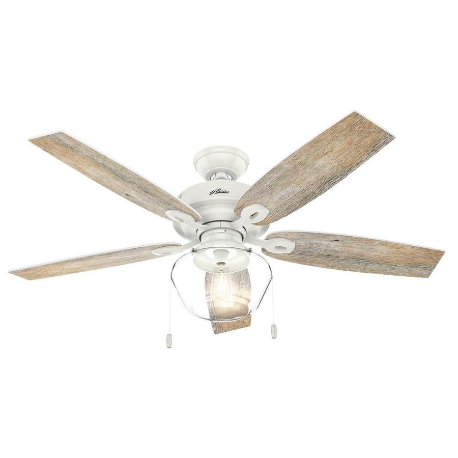 Clear Globe Led 52 In Satin White Led Indoor Outdoor Ceiling Fan With Light Kit 5 Blade