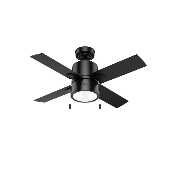 Hunter Beck 42 In Matte Black Led Indoor Ceiling Fan With Light 4 Blade In The Ceiling Fans Department At Lowes Com