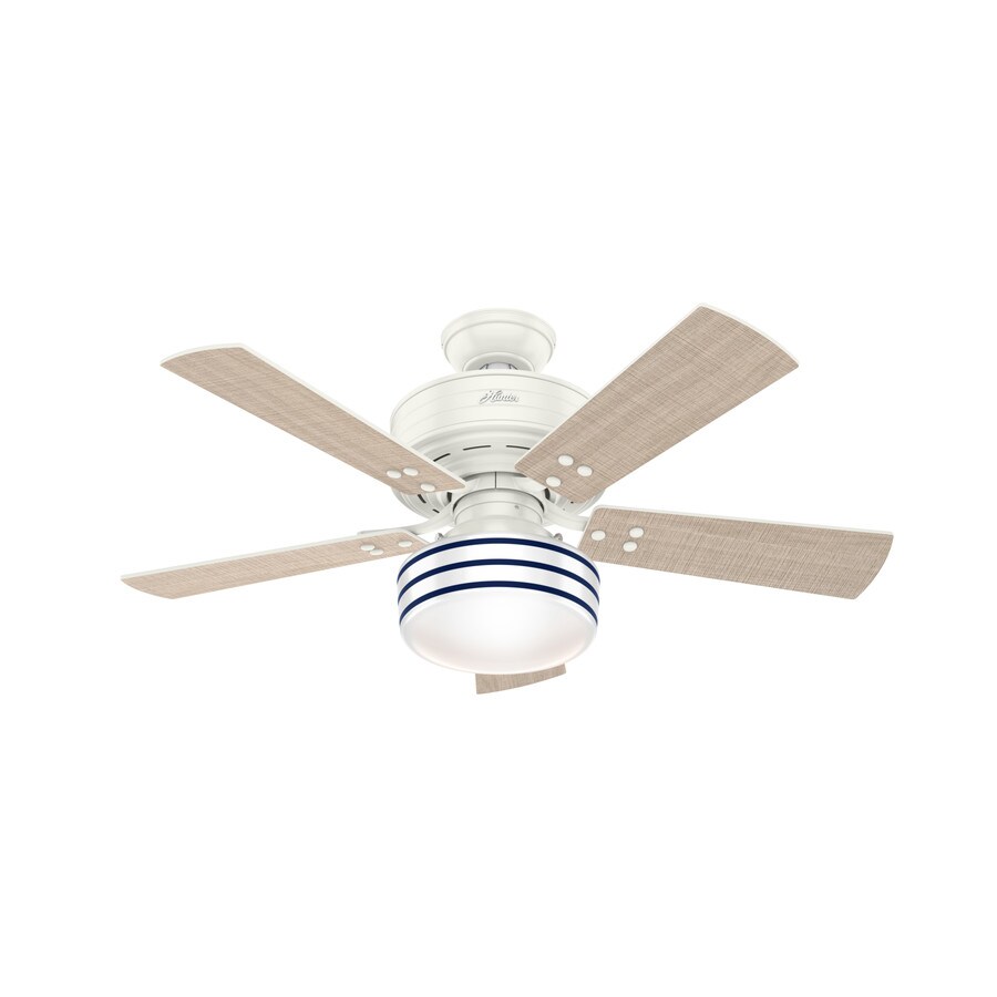 Cedar Key 44 In Satin White Led Indoor Outdoor Ceiling Fan With Light Kit And Remote 5 Blade