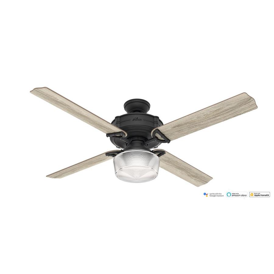 Brunswick Wifi Enabled 60 In Matte Black Led Indoor Ceiling Fan With Light Kit And Remote 4 Blade