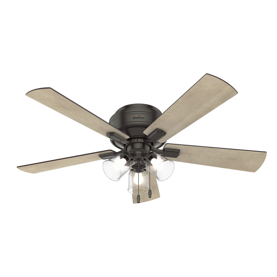 Crestfield 52 In Satin Bronze Led Indoor Flush Mount Ceiling Fan With Light Kit 5 Blade