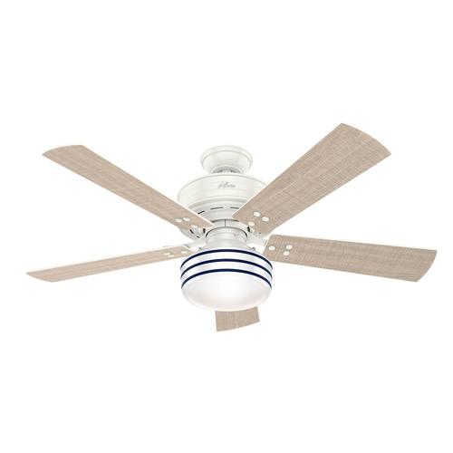 Cedar Key 52 In Satin White Led Indoor Outdoor Ceiling Fan With Light Kit And Remote 5 Blade