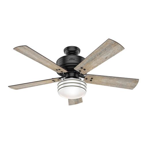 Cedar Key 52 In Matte Black Led Indoor Outdoor Ceiling Fan With Light Kit And Remote 5 Blade