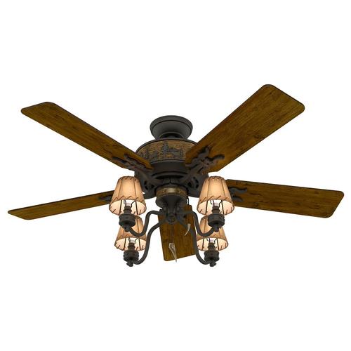 Hunter Adirondack 52 In Antique Bronze Indoor Ceiling Fan With Light Kit 5 Blade At Lowes Com