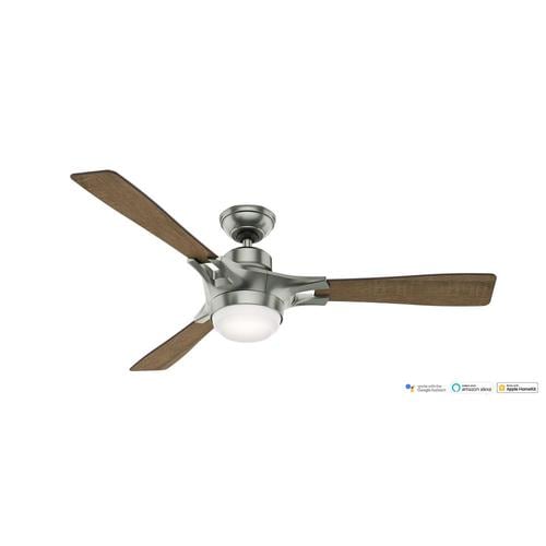 Hunter Signal Wifi Enabled 54 In Satin Nickel Indoor Ceiling Fan With Light Kit And Remote 3 Blade At Lowes Com