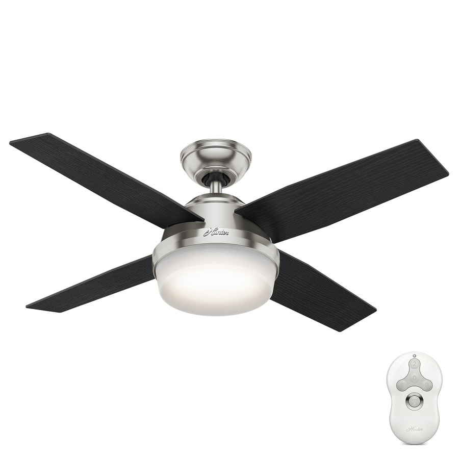 Dempsey 44 In Brushed Nickel Led Indoor Ceiling Fan With Light Kit And Remote 4 Blade