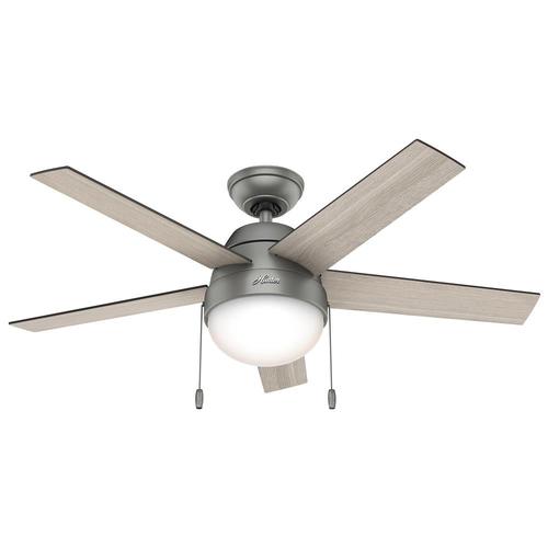 Anslee 46 In Satin Gray Indoor Ceiling Fan With Light Kit 5 Blade