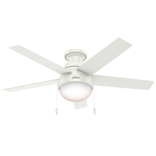 Anslee Led 46 In Gloss White Led Indoor Flush Mount Ceiling Fan With Light Kit 5 Blade