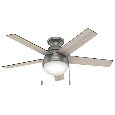 Hunter Anslee 46 In Satin Gray Indoor Flush Mount Ceiling Fan With