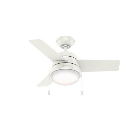 Aker 36 In Satin White Led Indoor Ceiling Fan With Light Kit 3 Blade