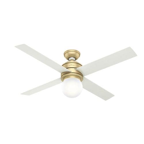 Hunter Hepburn 52 In Satin Brass Led Indoor Ceiling Fan With Light