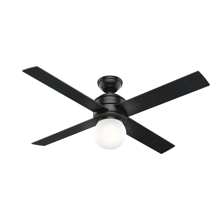 Hunter Hepburn 52 In Matte Black Led Indoor Ceiling Fan With Light