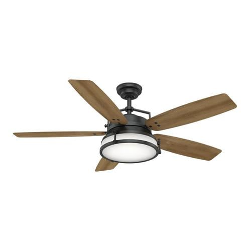 Caneel Bay Led 56 In Antique Steel Led Indoor Outdoor Ceiling Fan With Light Kit And Remote 5 Blade