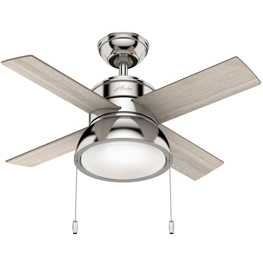 Hunter Loki Led 36 In Polished Nickel Led Indoor Ceiling Fan With