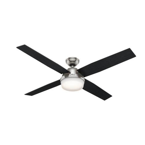 Dempsey 60 In Brushed Nickel Led Indoor Ceiling Fan With Light Kit And Remote 4 Blade