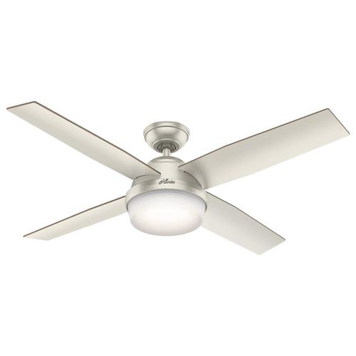 Dempsey 52 In Matte Nickel Led Indoor Outdoor Ceiling Fan With Light Kit And Remote 4 Blade