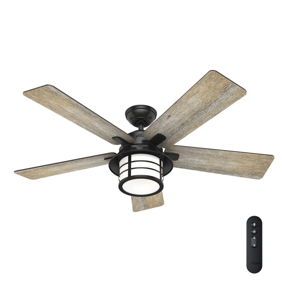 Lantern Bay Led 54 In Matte Black Led Indoor Outdoor Ceiling Fan With Light Kit And Remote 5 Blade