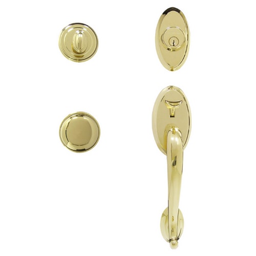 Polished Brass Commercial Residential Entry Door Handleset With Deadbolt