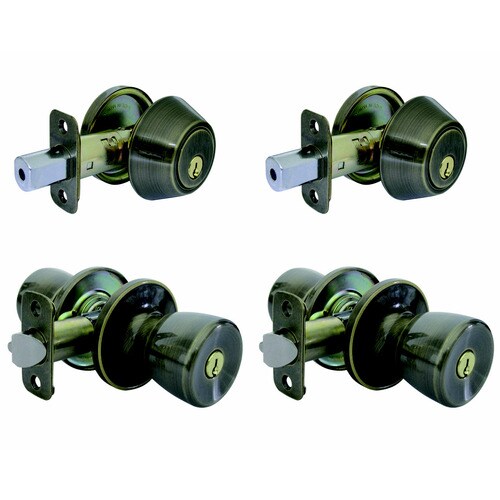 Gatehouse Gallo Antique Brass Tulip Keyed Entry Door Knob at