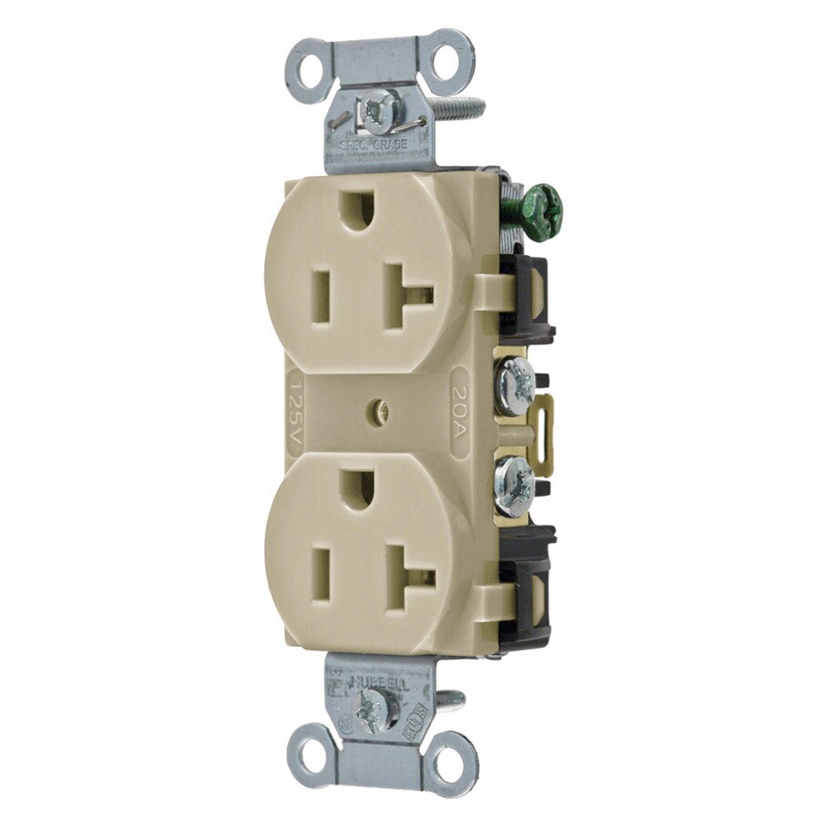 Hubbell Ivory 20-Amp Duplex Outlet Residential/Commercial Outlet