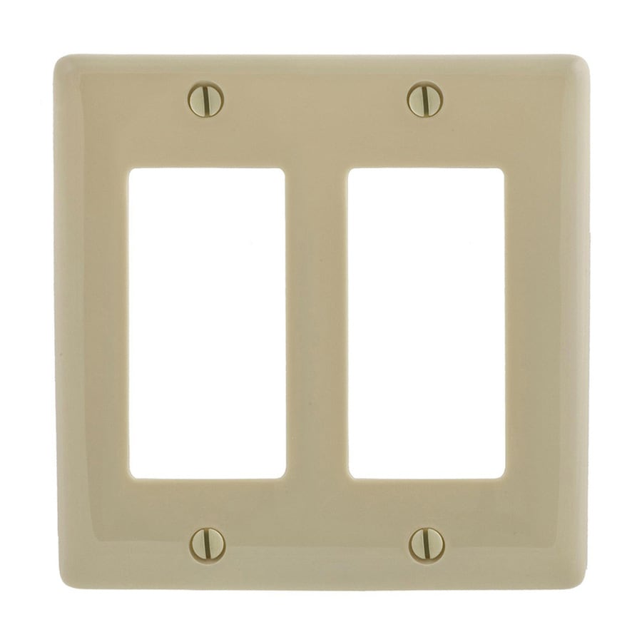 Hubbell 2-Gang Ivory Double Decorator Midsize Wall Plate