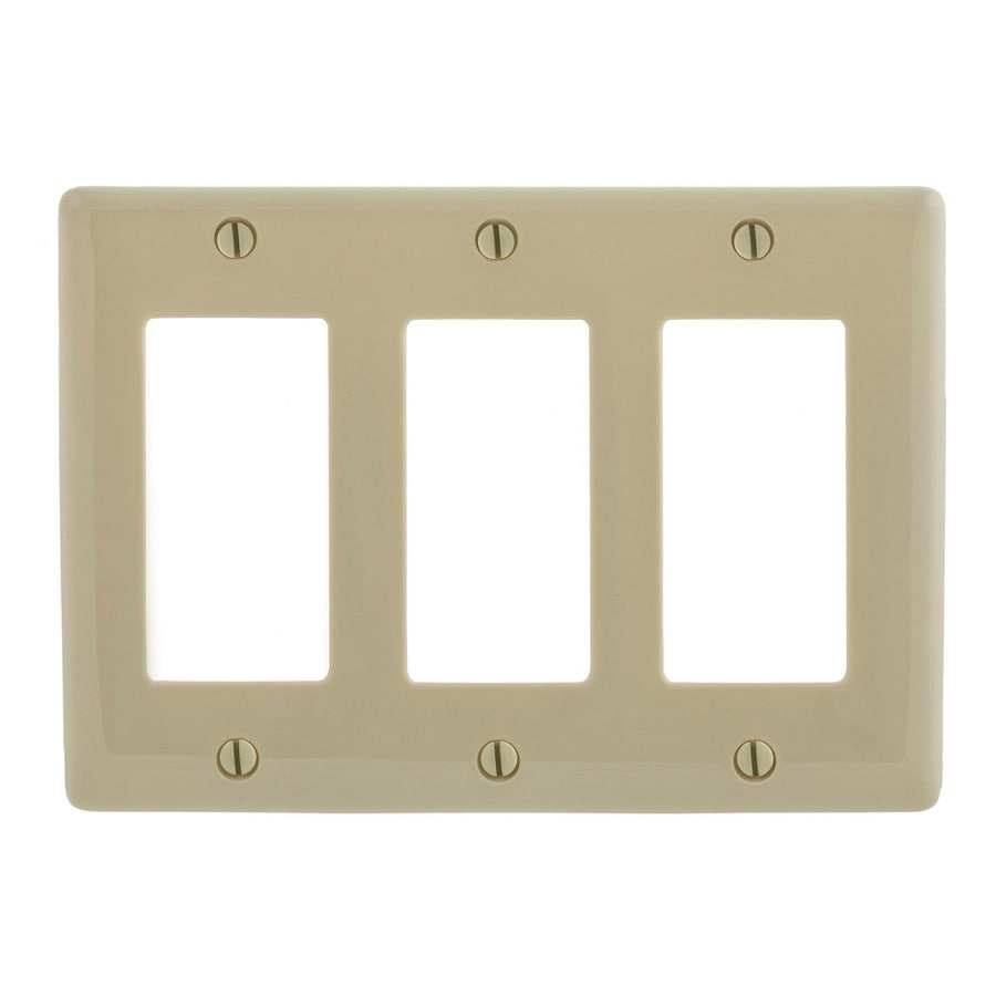 Hubbell 3Gang Ivory Triple Wall Plate at