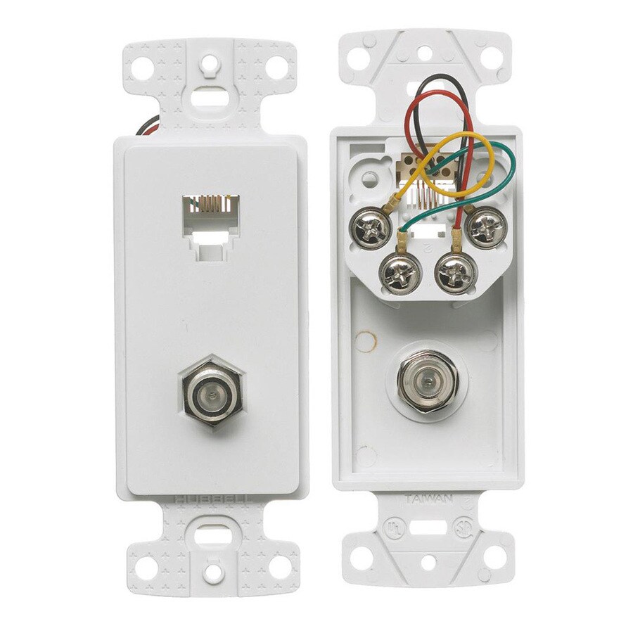 Hubbell Thermoplastic FType Coax/Telephone Wall Jack at