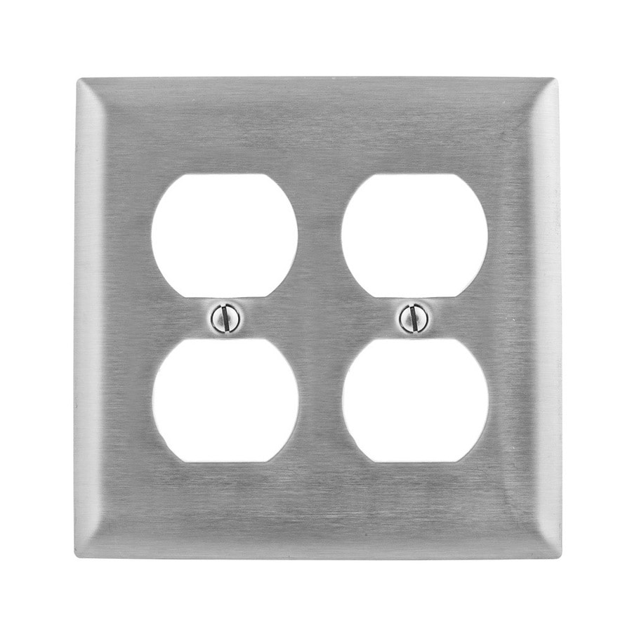 Hubbell 2Gang Stainless Steel Double Standard Wall Plate at