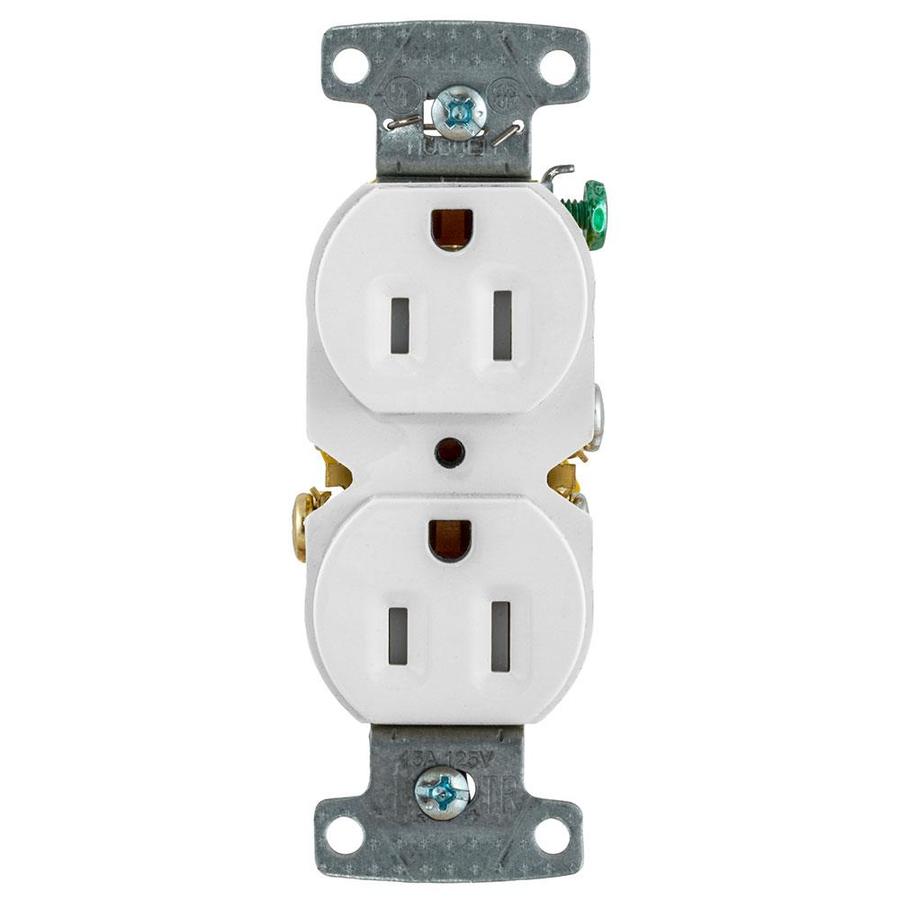 Hubbell X-Clamp White 15-Amp Duplex Tamper Resistant Outlet Residential ...