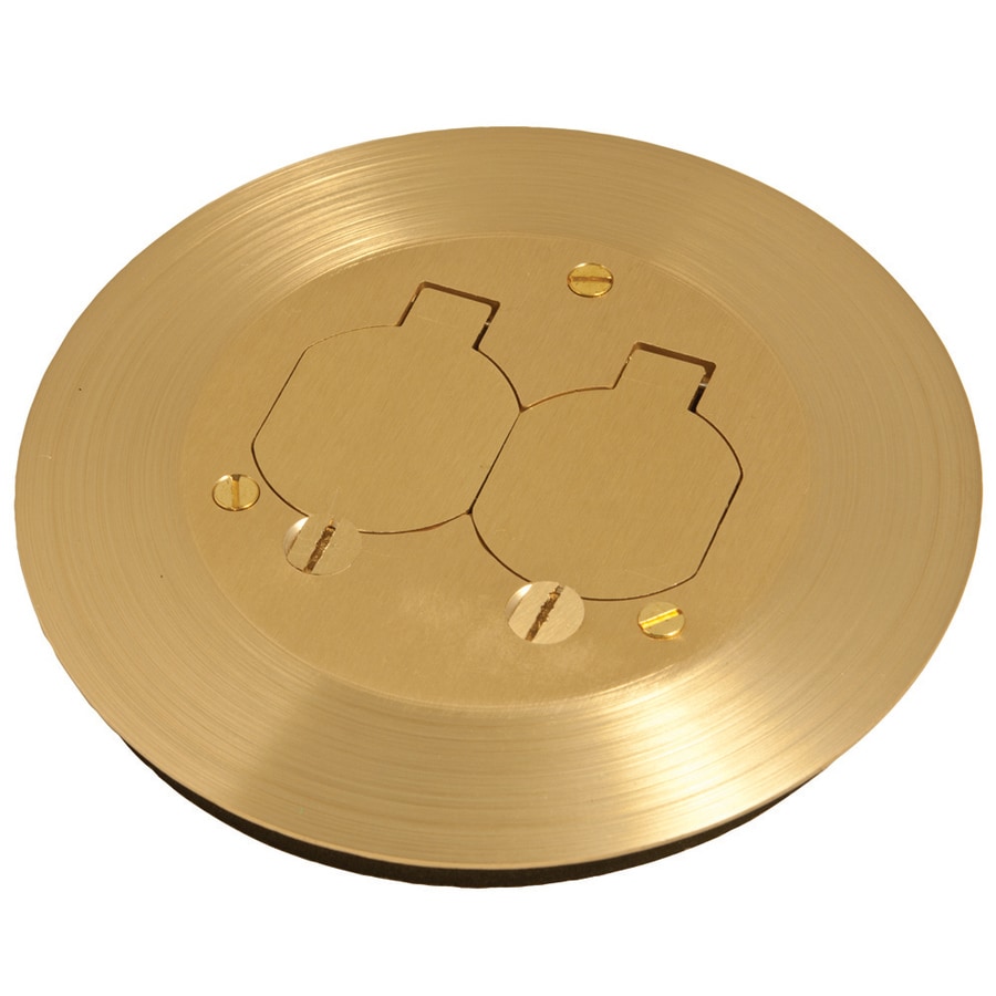 Arlington Industries FLBAR101NL1 Adjustable Round Floor Outlet Electrical Box Kit with Brass