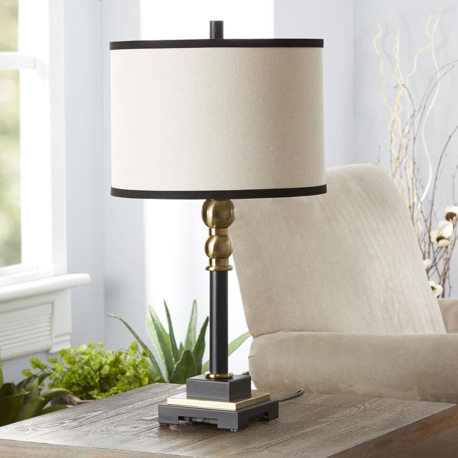 Cheyenne Products 27.5-in Gold and Black Table Lamp with Fabric Shade ...