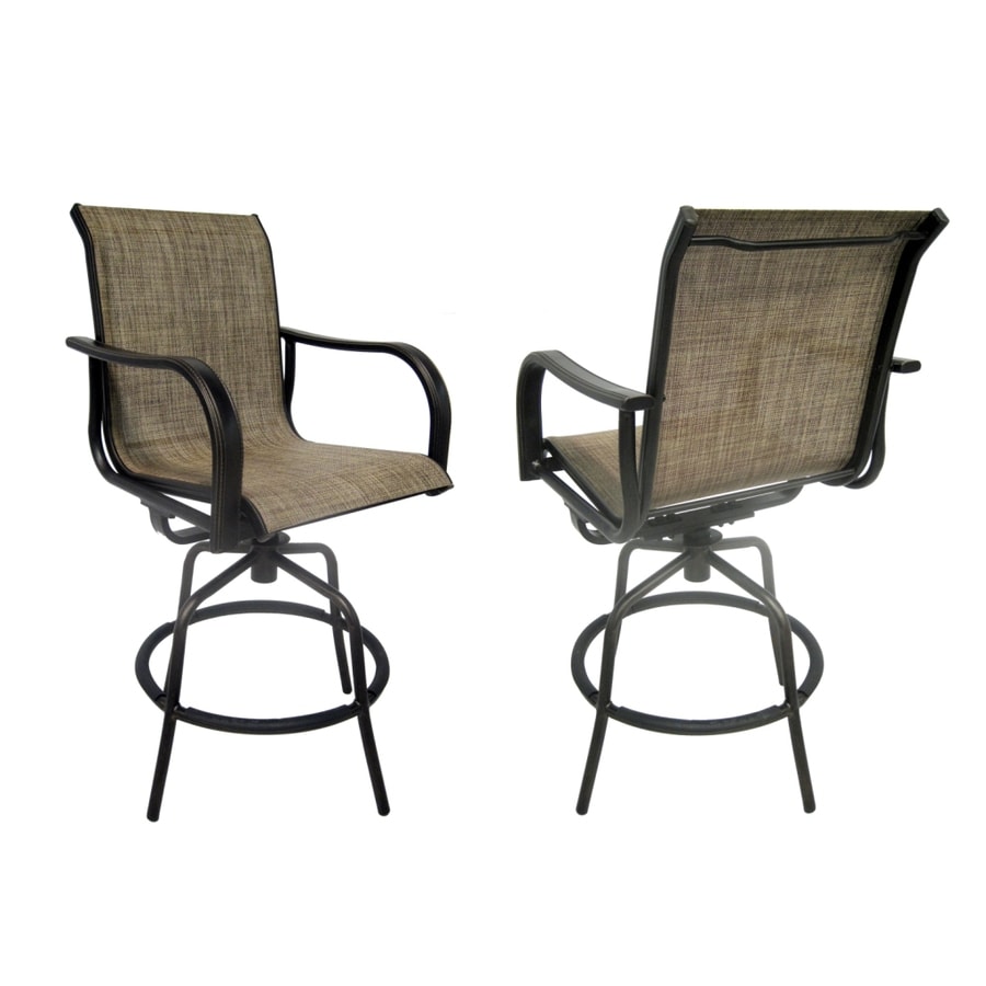 Allen + roth Set of 2 Tenbrook Aluminum Swivel Patio Bar-Height Chairs