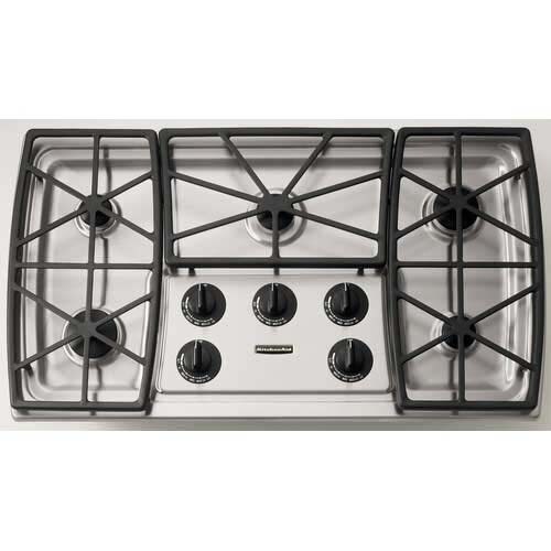 KitchenAid KGCS166GSS 36 Sealed Burner Gas Cooktop with Porcelain-on-Steel  Cooktop & Electronic Ignition: Stainless Steel