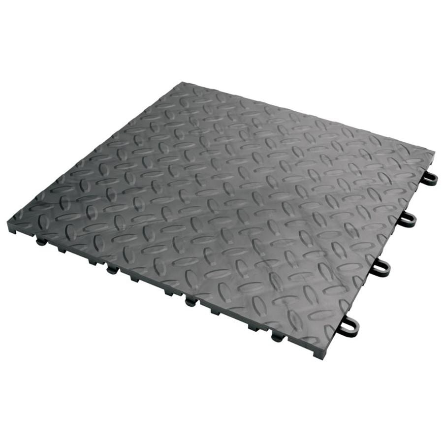 48 Piece 12 In X 12 In Charcoal Tread Plate Garage Floor Tile